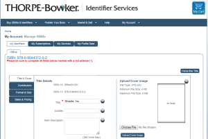 Screenshot of Bowker page